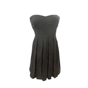❌SOLD❌Black & White Mini Polka Dot Cotton Strapless Mini Dress.